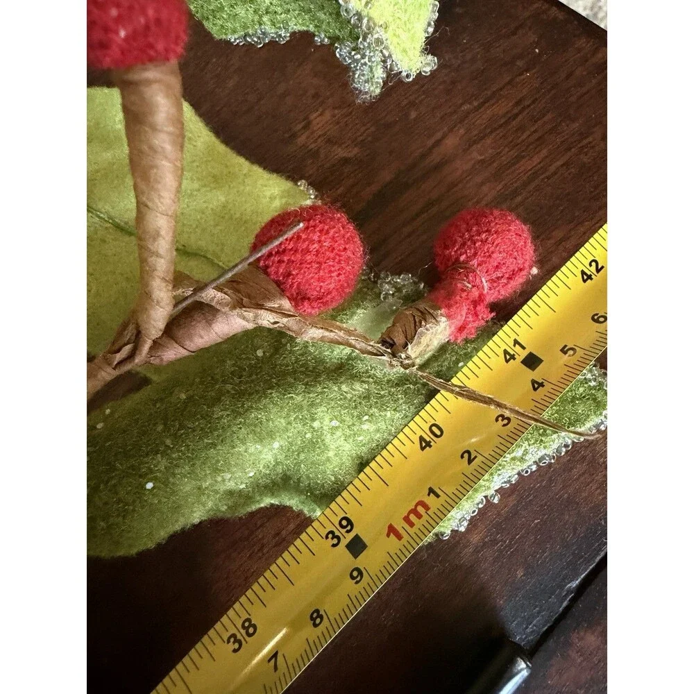 4 Feet Felt Berry Holly Garland Christmas Holiday Decor Decoration Set of 5